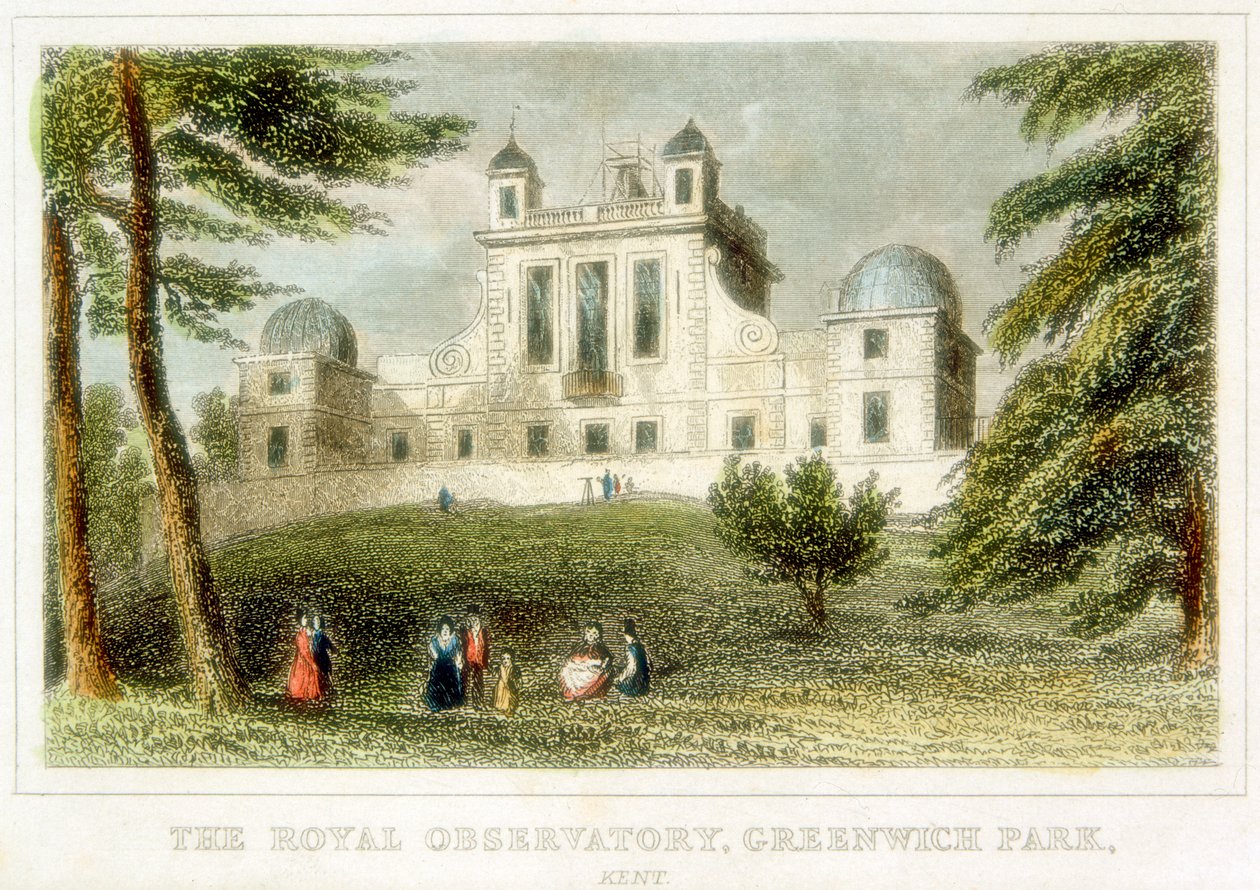 Royal Greenwich Gözlemevi, Flamsteed House, Greenwich Park, Londra, c1835 by Unbekannt