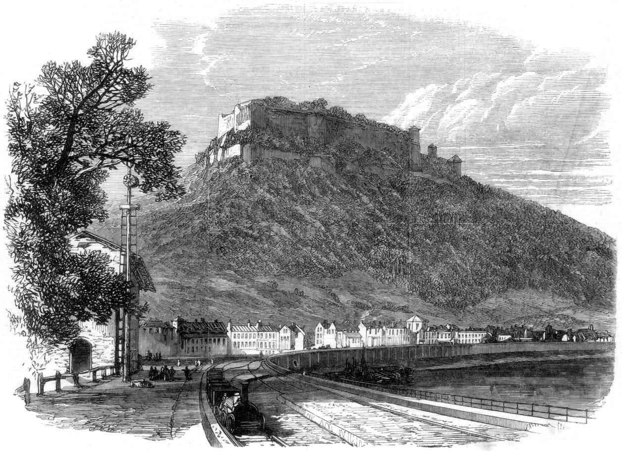 Elbe Nehri üzerindeki Königstein Sakson kalesi, Dresden, Almanya, 1866 by Unbekannt