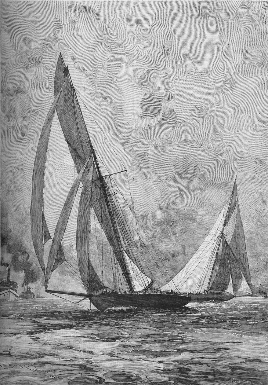 Shamrock ve Columbia Amerika Kupası için yarışıyor, 1899 1906 by Unbekannt