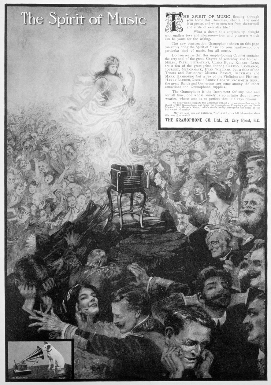 Müziğin Ruhu, Gramofon Şirketi reklamı, 1910 by Unbekannt
