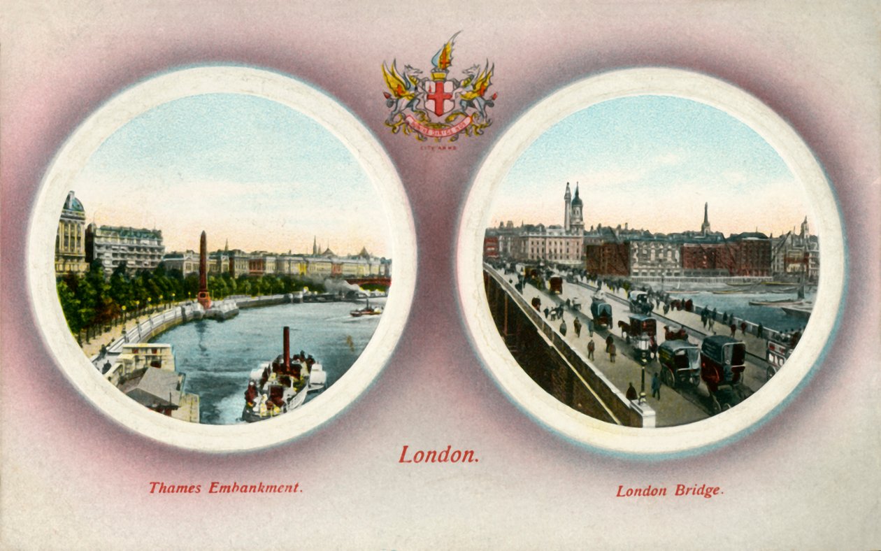 Thames Dolgusu ve Londra Köprüsü, Londra, 1909. by Unbekannt