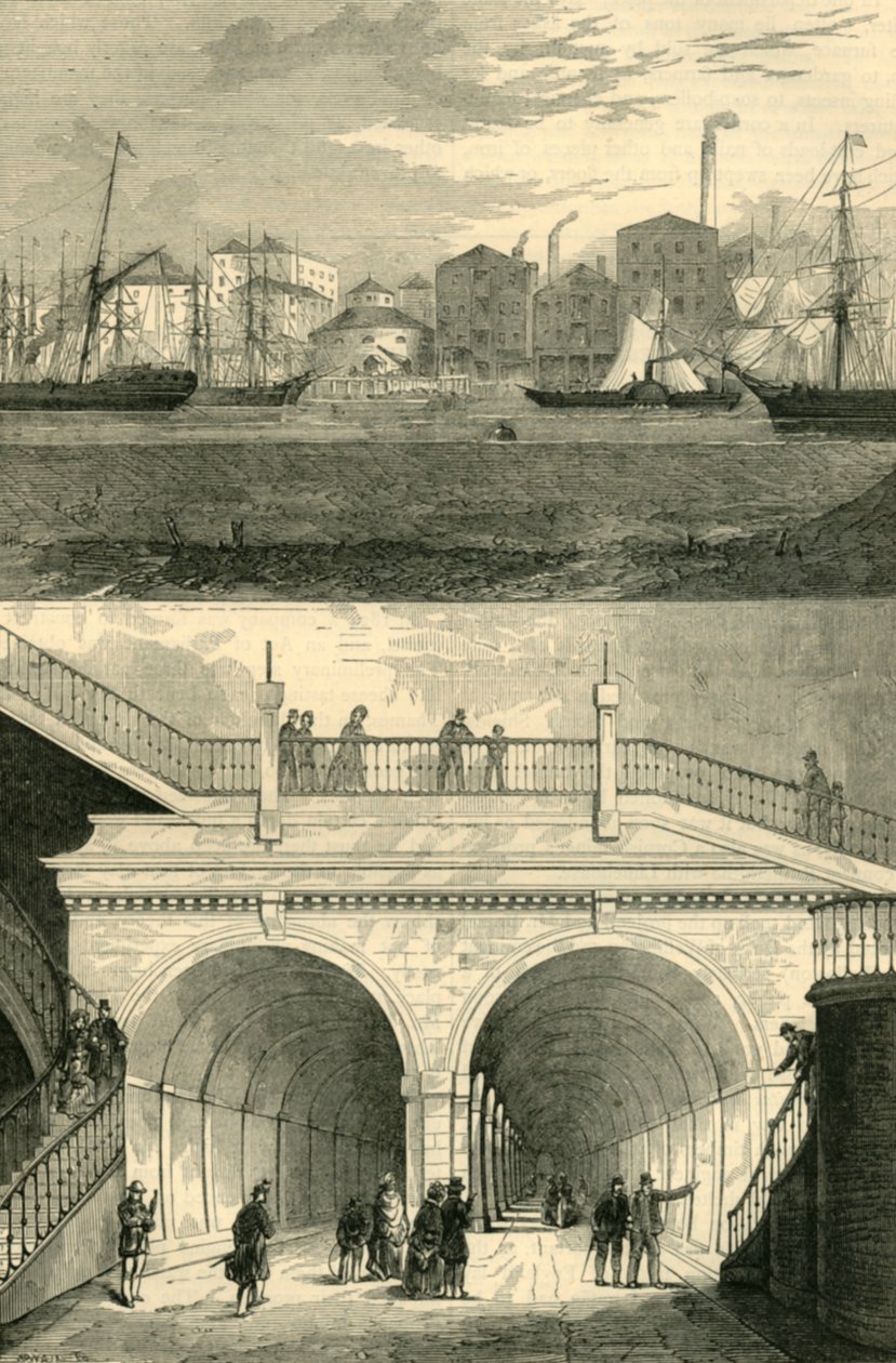 Thames Tüneli, başlangıçta trafiğe açıldığında göründüğü şekliyle, c1872. by Unbekannt