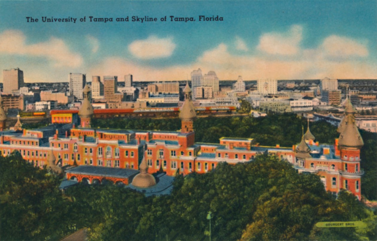Tampa Üniversitesi ve Tampa Skyline, Florida, 1940