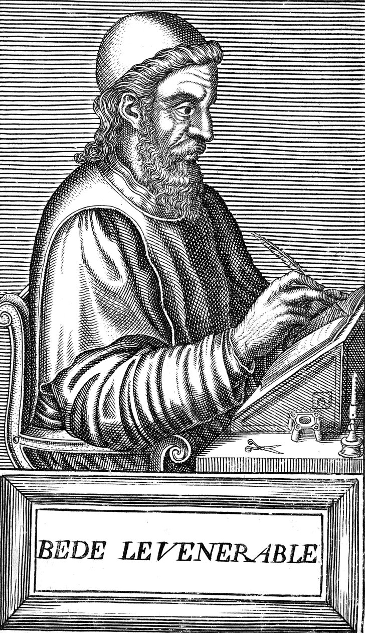 Saygıdeğer Bede c673-735, Anglo-Sakson ilahiyatçı, bilgin ve tarihçi, c1584 by Unbekannt