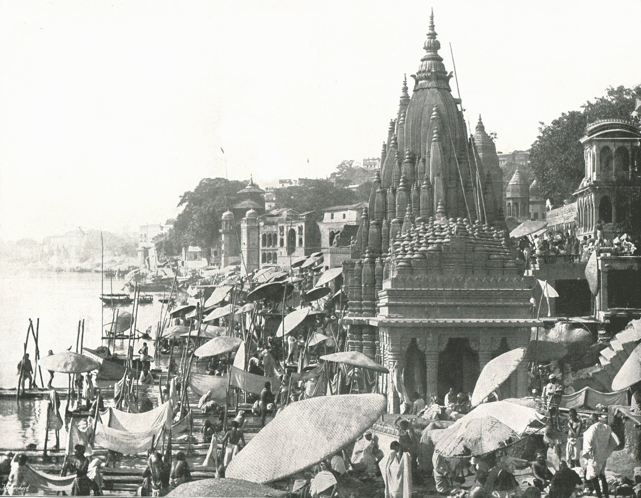 Vishnu Göleti ve Ghat, Benares, Hindistan, 1895. by Unbekannt