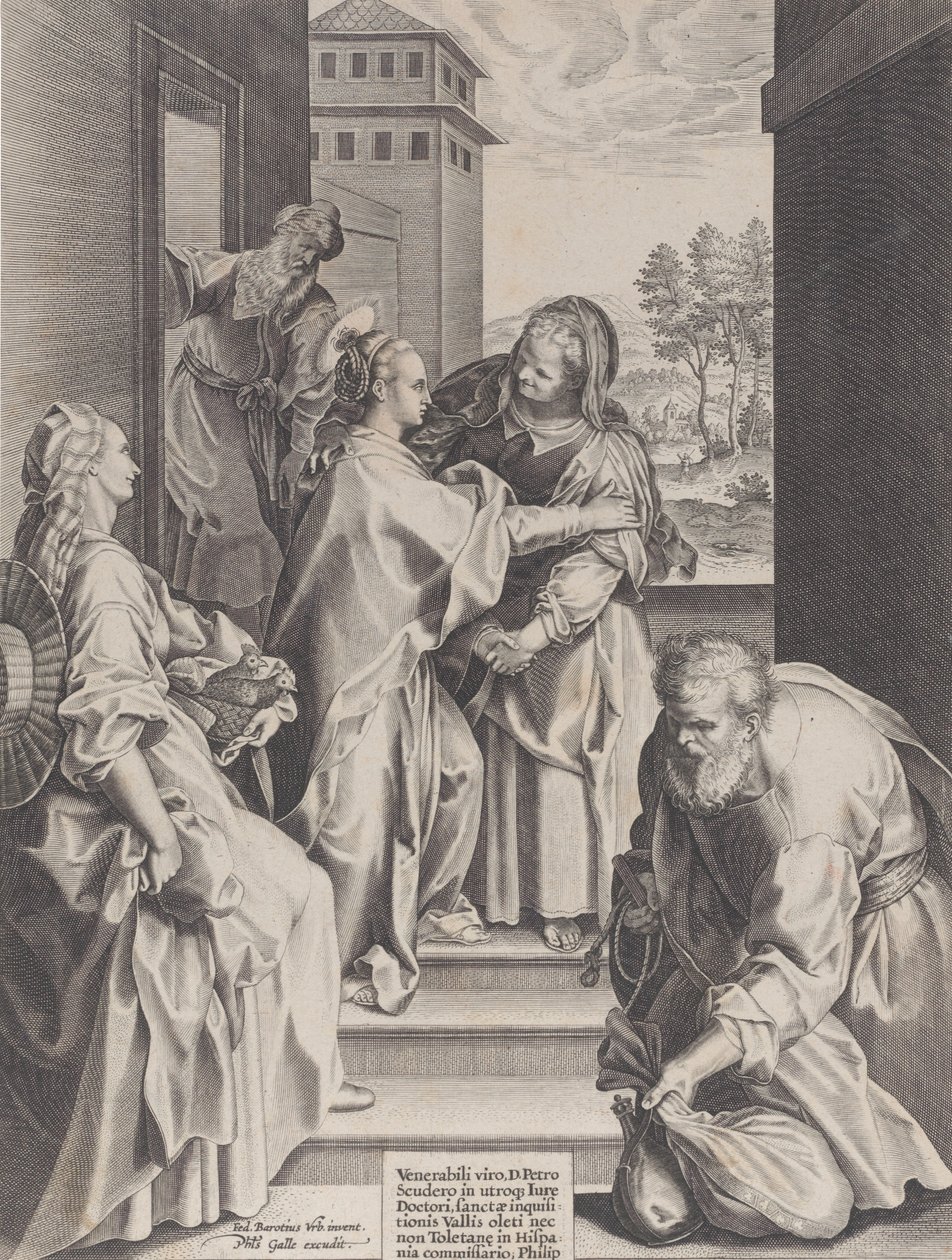 Visitation, Bakire ve Aziz Elizabeth merkezde kucaklaşıyor, diğer f..., 1589. by Unbekannt
