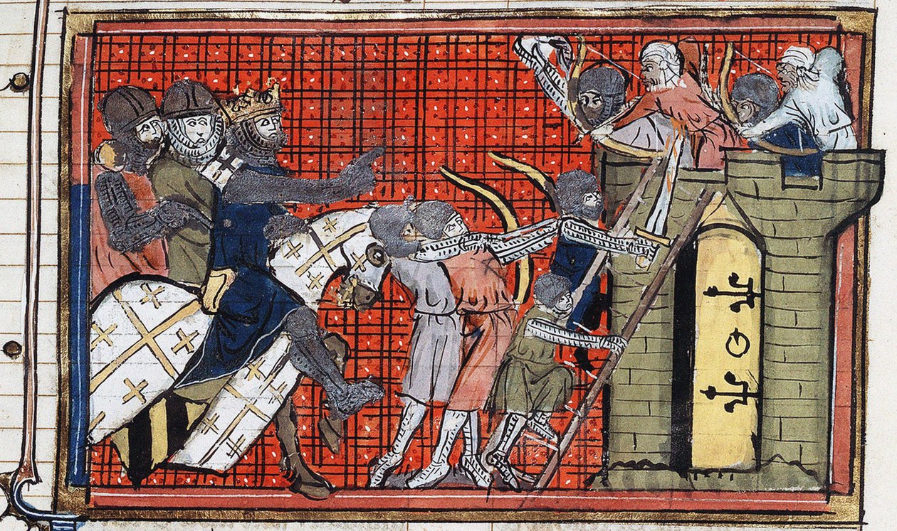 Godfrey of Bouillon tarafından bir kasabanın ele geçirilmesi. by Unbekannt