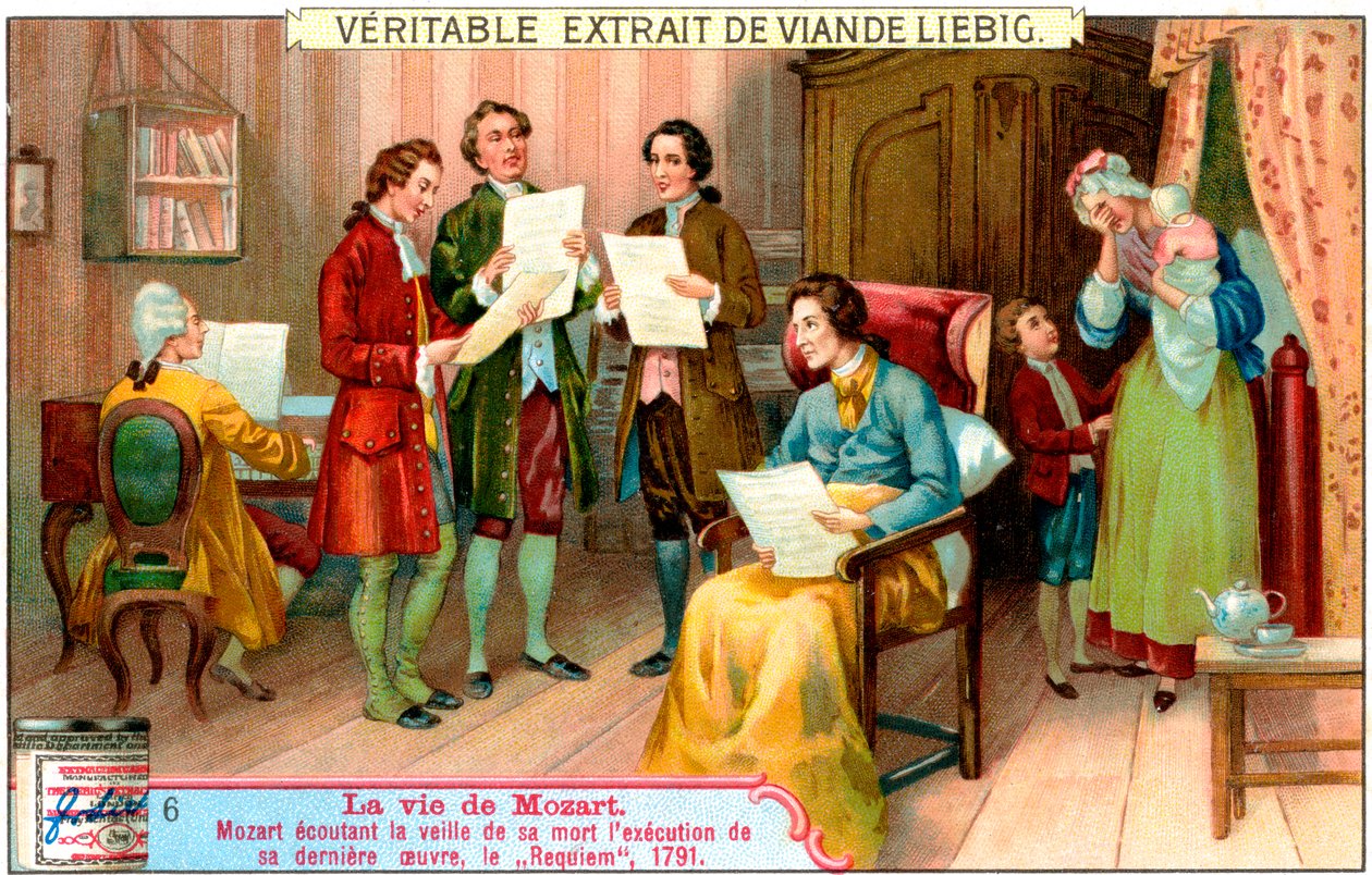 Ölmekte olan Mozart, Requiem, 1791, c1900 performansını dinlerken by Unbekannt