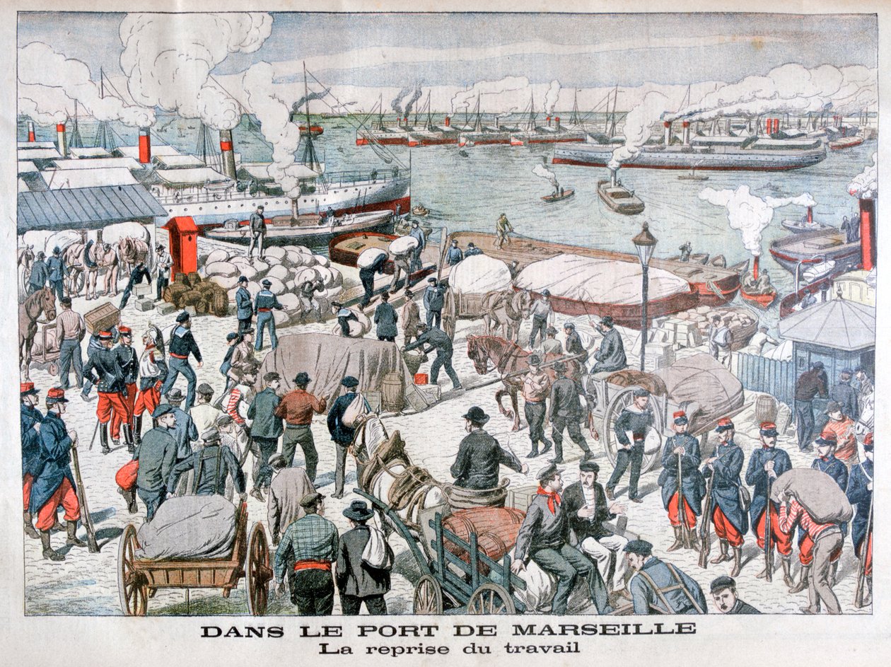 Marsilya limanında rıhtım işçilerinin grevinin sona ermesi, Fransa, 1904 by Unbekannt