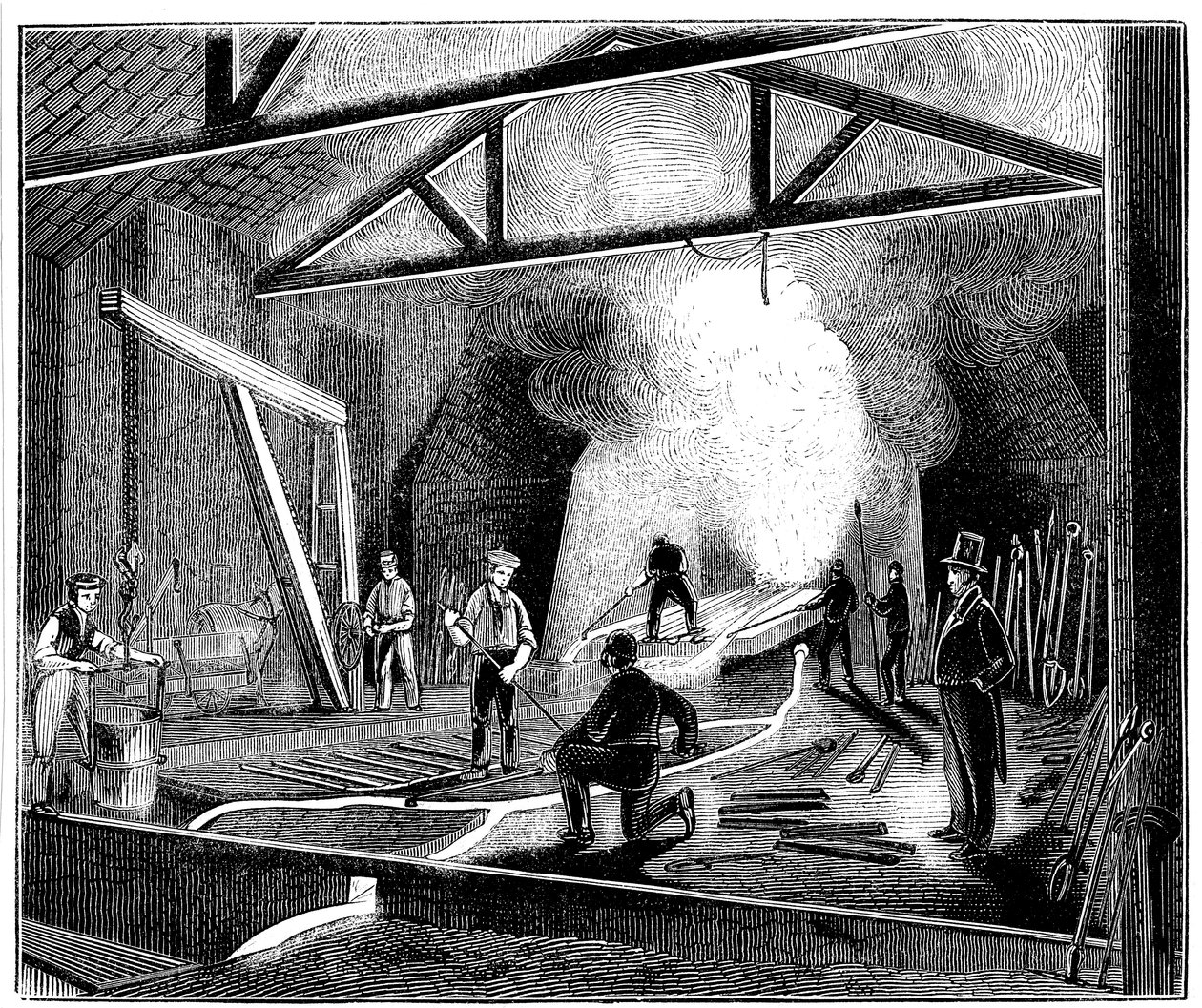 Dökümhane veya dökümhane, Butterley Ironworks, Derbyshire, 1844 by Unbekannt