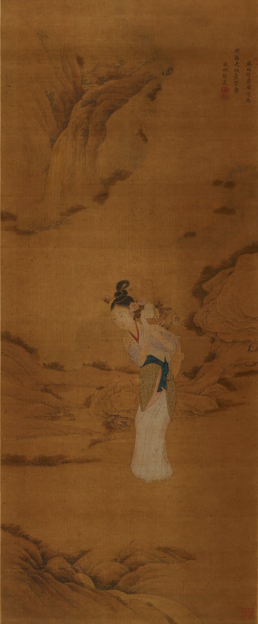 Çiçek sepeti ile tanrıça Magu, Qing Hanedanlığı 1645-1911 by Unbekannt