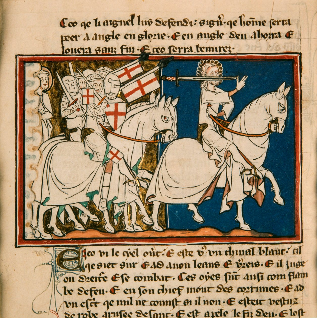 Beyaz atlı büyük kral. Minyatür: Apocalypse de saint Jean, yaklaşık 1320. by Unbekannt