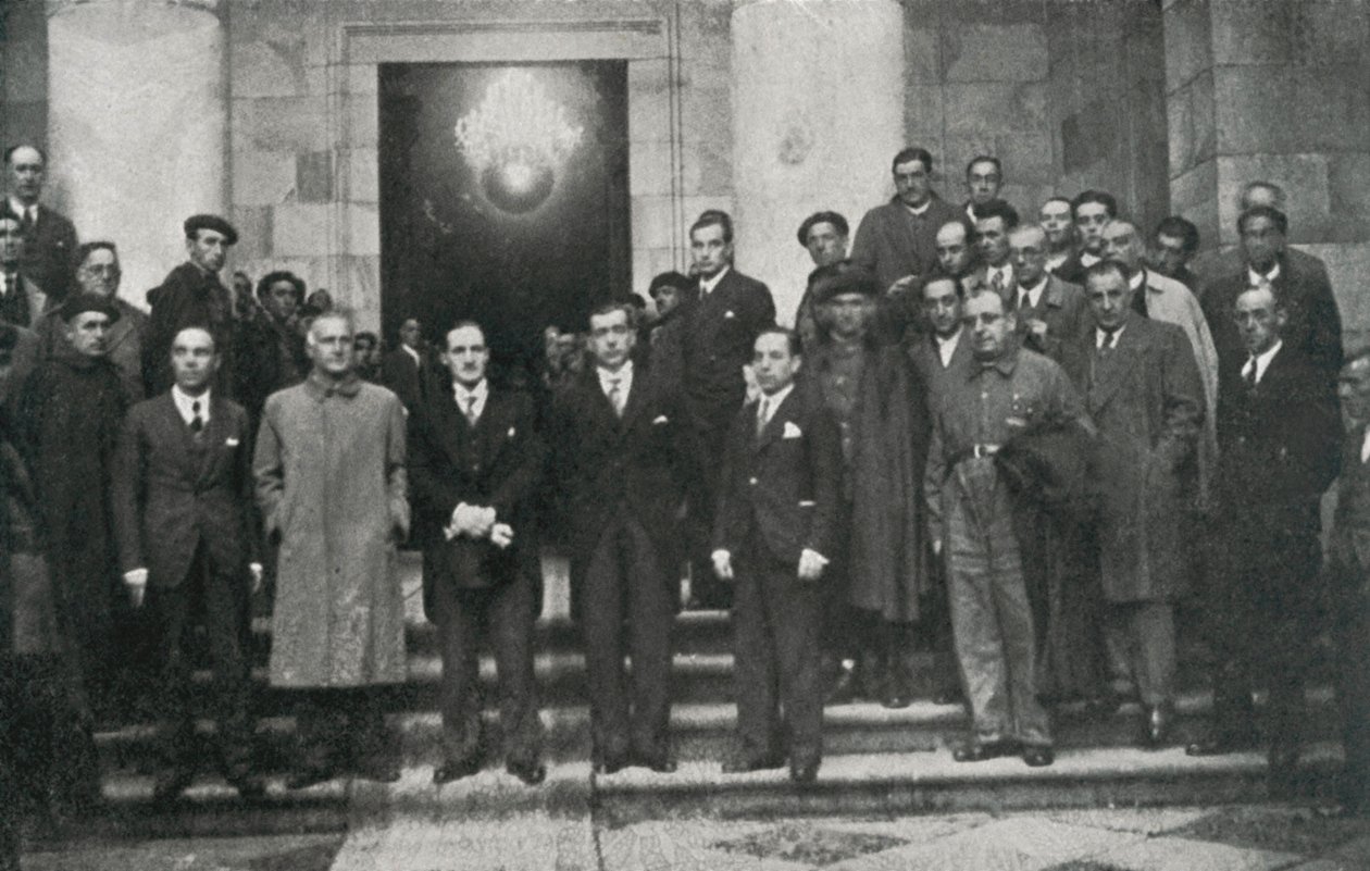 Bask hükümeti (veya lehendakari) başkanı Jose Antonio Aguirre ve hükümet üyeleri Barselona. Jubert Figueras Özel Vakfı. by Unbekannt