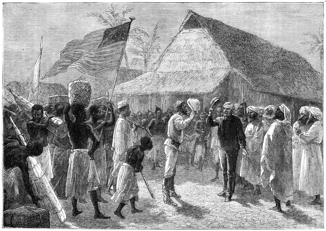 Henry Morton Stanley ve Dr David Livingstone arasındaki görüşme, Afrika, 19. yüzyıl by Unbekannt