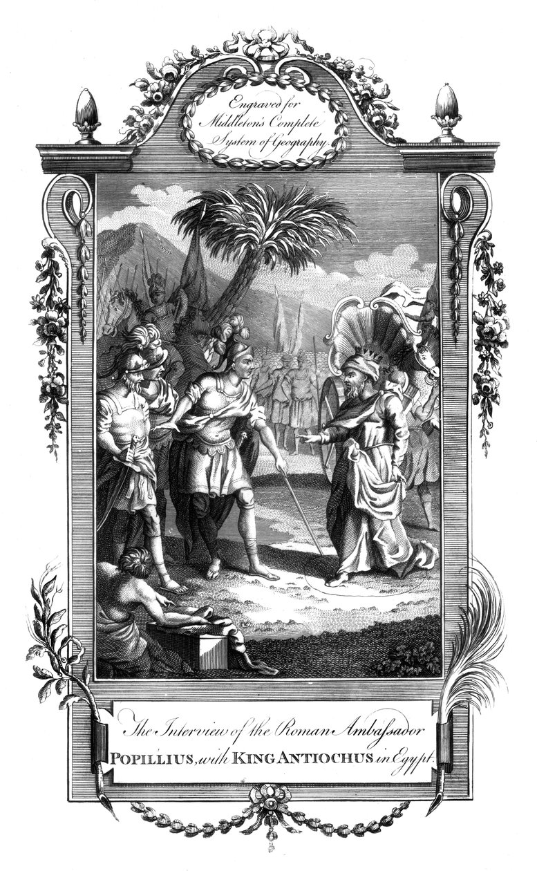 Roma Büyükelçisi Popillius ve Kral Antiochus, Mısır, 18. yüzyıl arasındaki görüşme by Unbekannt