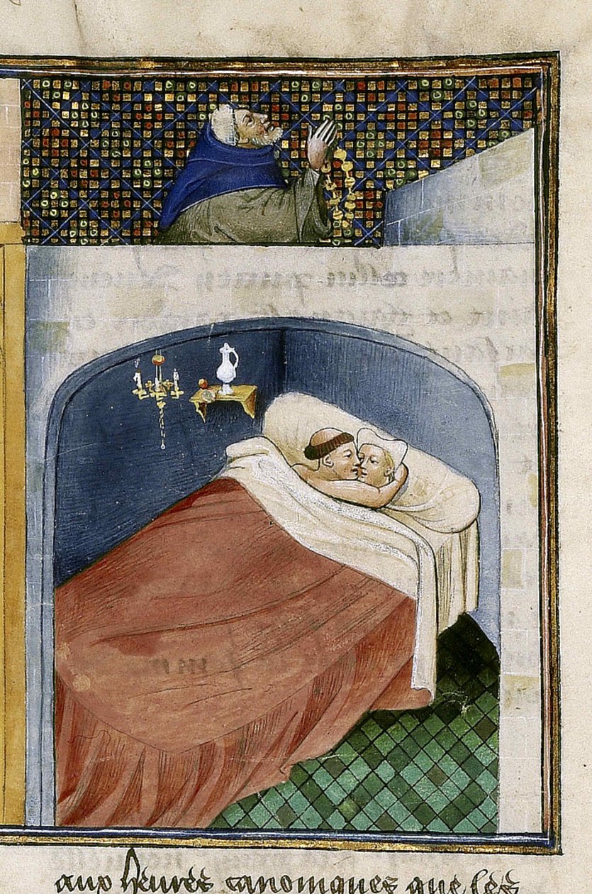 Kocası dua ederken keşiş karısıyla yatar, 1460