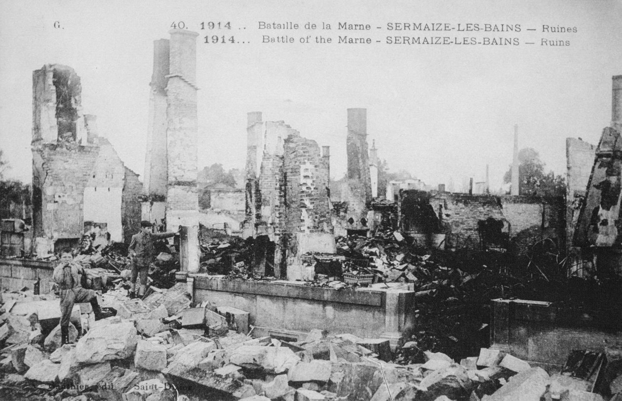 Sermaize-Les-Bains kalıntıları, Fransa, Marne Savaşı, I. Dünya Savaşı, 1914 by Unbekannt