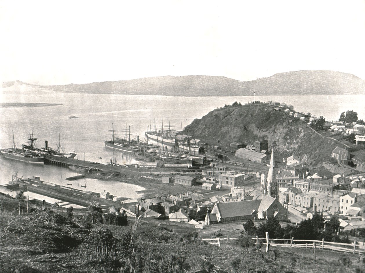 Kasaba ve liman, Port Chalmers, Yeni Zelanda, 1895. by Unbekannt