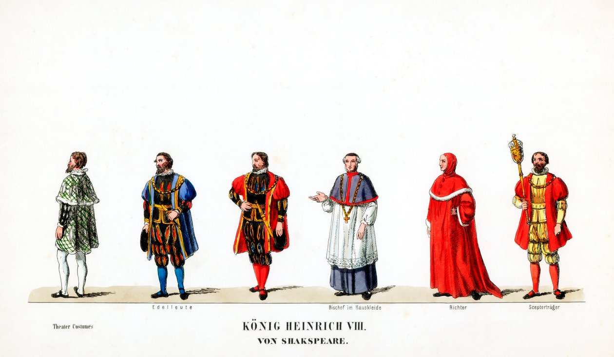 Shakespeare'in oyunu için tiyatro kostümü tasarımları, Henry VIII, 19. yüzyıl by Unbekannt