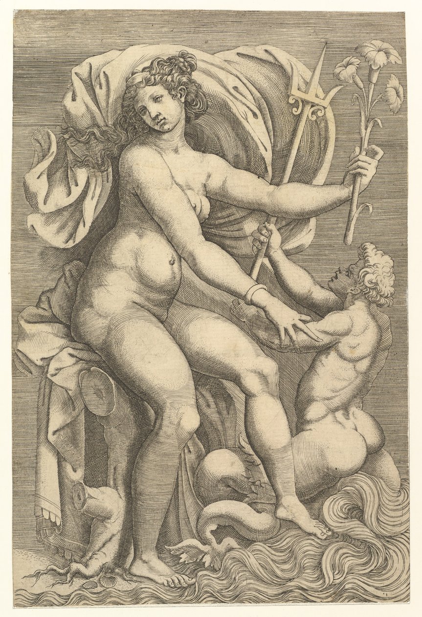 Bir Triton ile Oturan Thetis, 16. yüzyıl. by Unbekannt