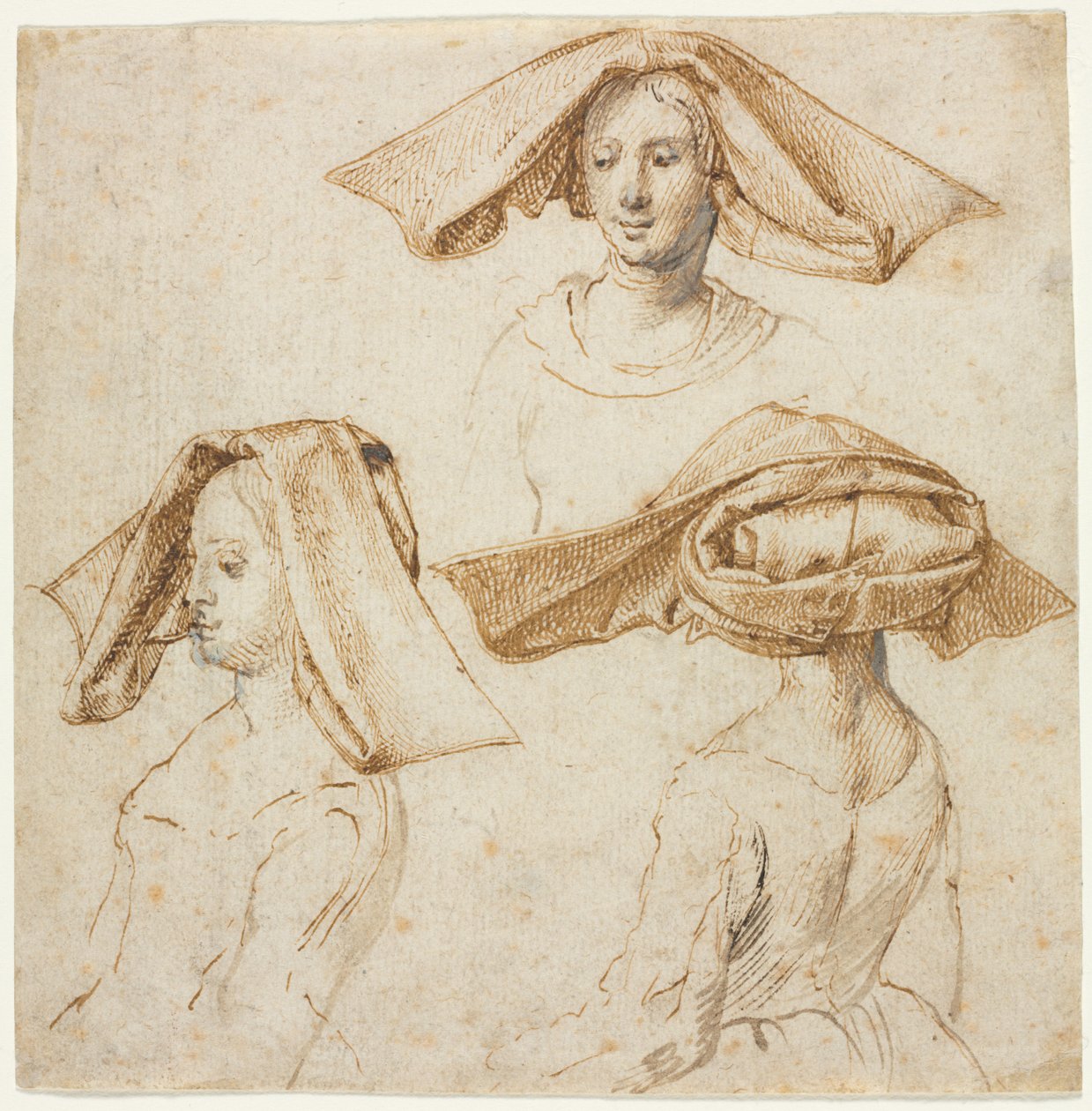 Özenli Bir Başlık Takan Bir Kadının Üç Çalışması, c. 1500. by Unbekannt