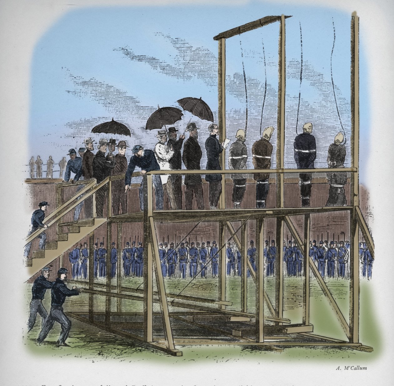 Lincoln suikastı için asılan üç erkek ve bir kadın, c1865, 1938 by Unbekannt