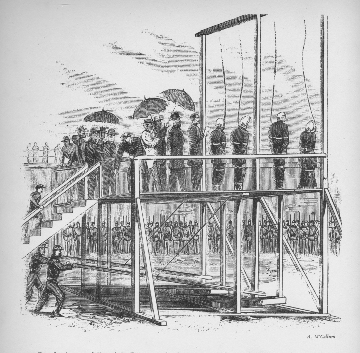 Lincoln suikastı için asılan üç erkek ve bir kadın, c1865, 1938 by Unbekannt
