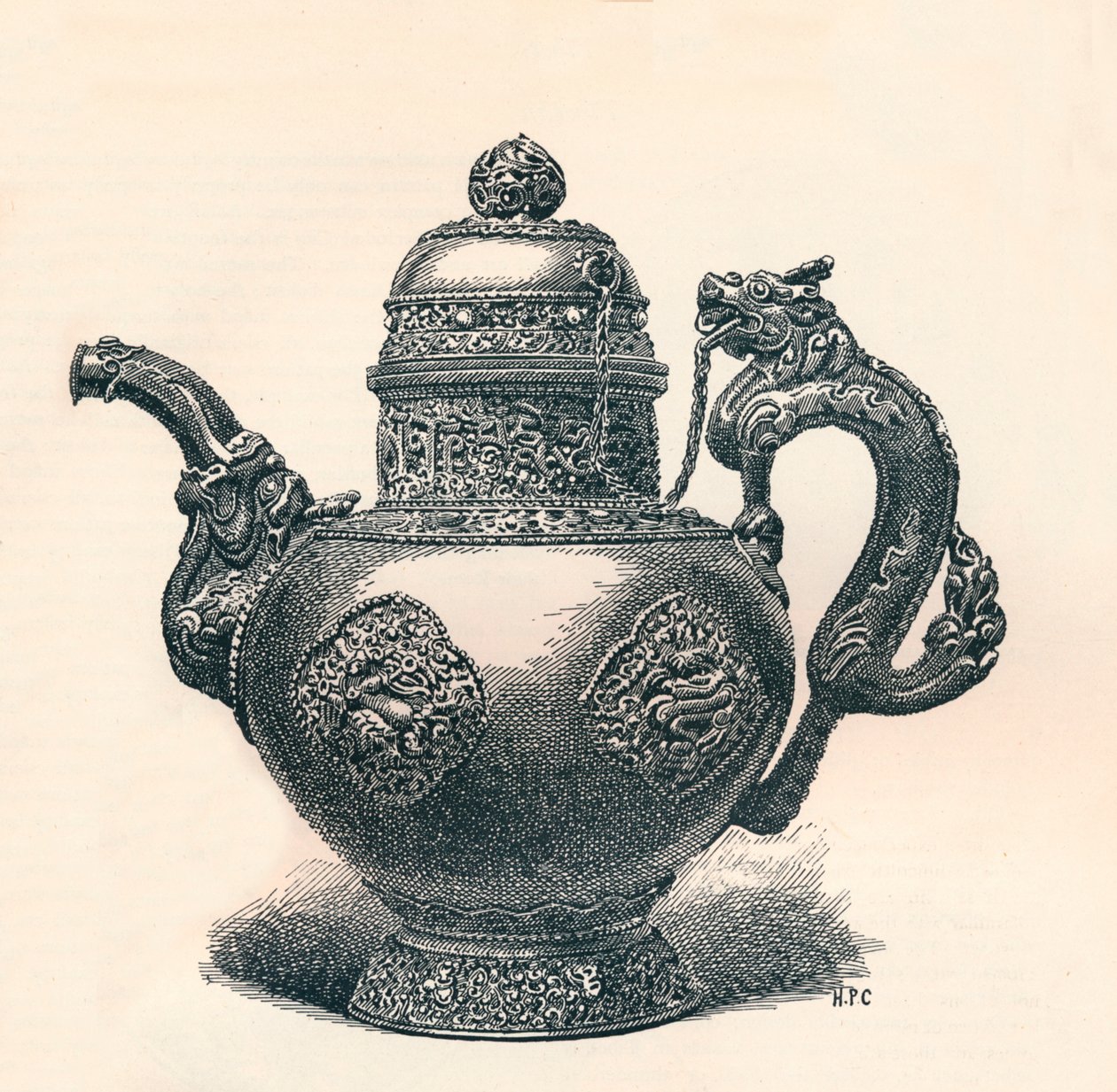 Çin Etkisini Gösteren Ejderha Ağızlı ve Saplı Tibet Çaydanlığı, c1904 by Unbekannt