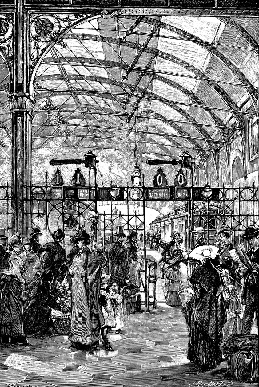 Philadelphia tren istasyonunda bilet bariyeri, Pensilvanya, ABD, 1890 by Unbekannt
