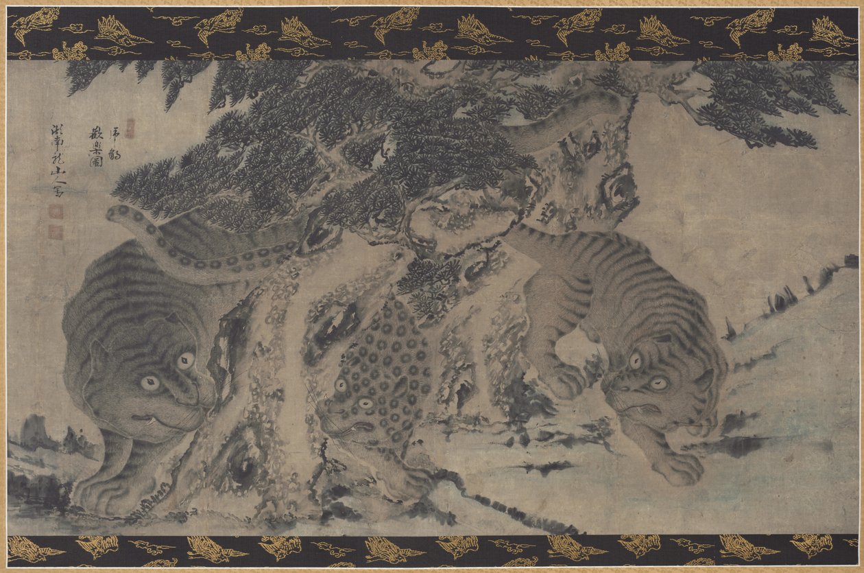 Kaplanlar ve Leopar Frolicking, 1700