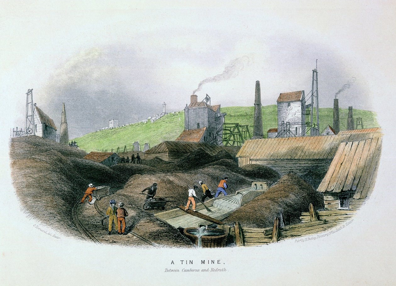 Camborne ve Redruth, Cornwall, c1860 arasındaki kalay madeni by Unbekannt