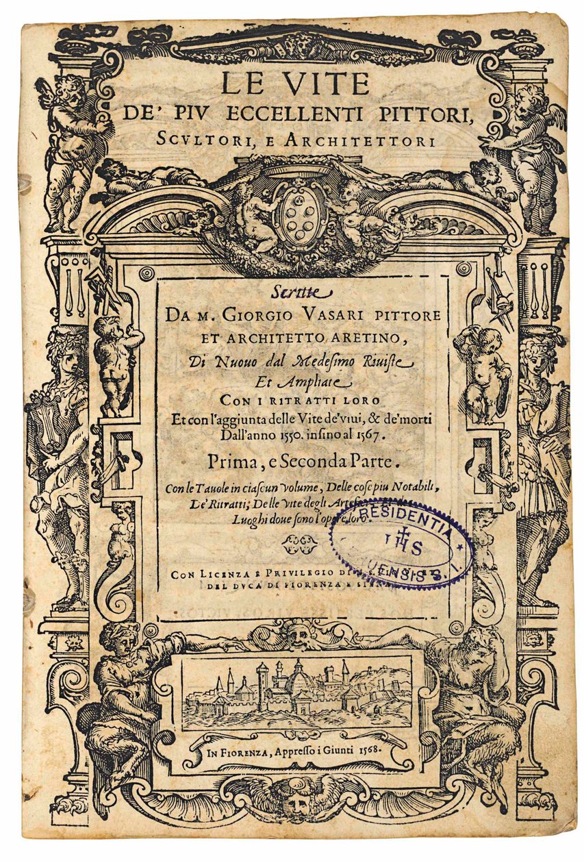 Başlık sayfası: Giorgio Vasari, En Mükemmel İtalyan Ressamların Hayatları..., 1568. by Unbekannt