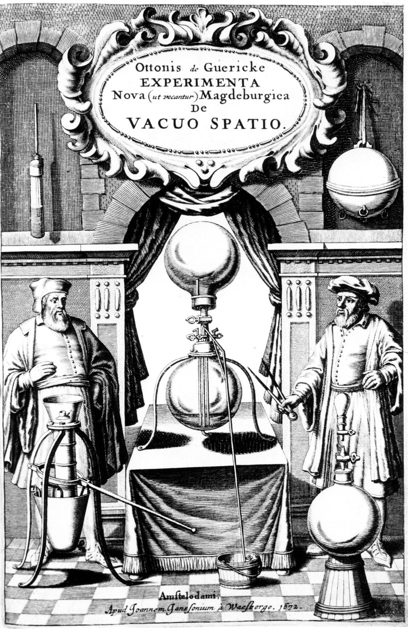 Magdeburgica: The Vacuum Space, Amsterdam, 1672 dedikleri Yeni Deneylerin başlık sayfası by Unbekannt