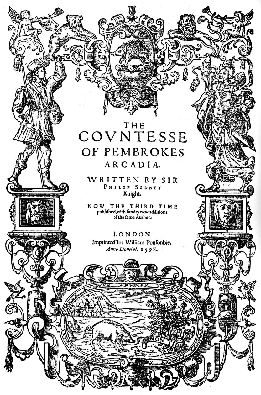 Pembrokes Arcadia Kontesi'nin başlık sayfası, Sir Philip Sidney, üçüncü baskı, 1598 1893 by Unbekannt