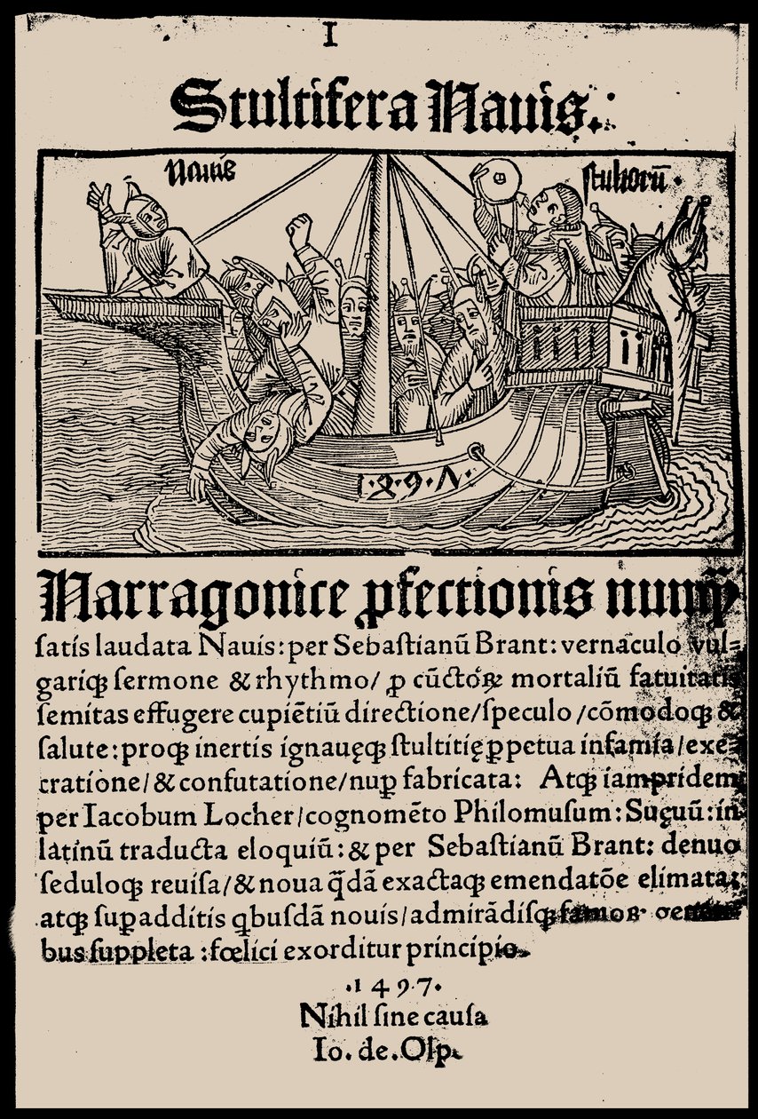 Sebastian Brant tarafından yazılan Aptallar Gemisi kitabının başlık sayfası, 1497. by Unbekannt