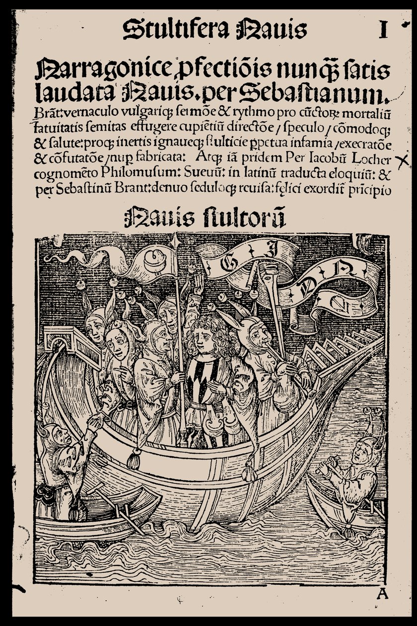 Sebastian Brant tarafından yazılan Aptallar Gemisi kitabının başlık sayfası, 1497. by Unbekannt