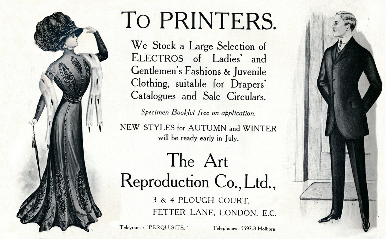 Yazıcılara - Art Reprodüksiyon Co., Ltd reklamı, 1909. by Unbekannt