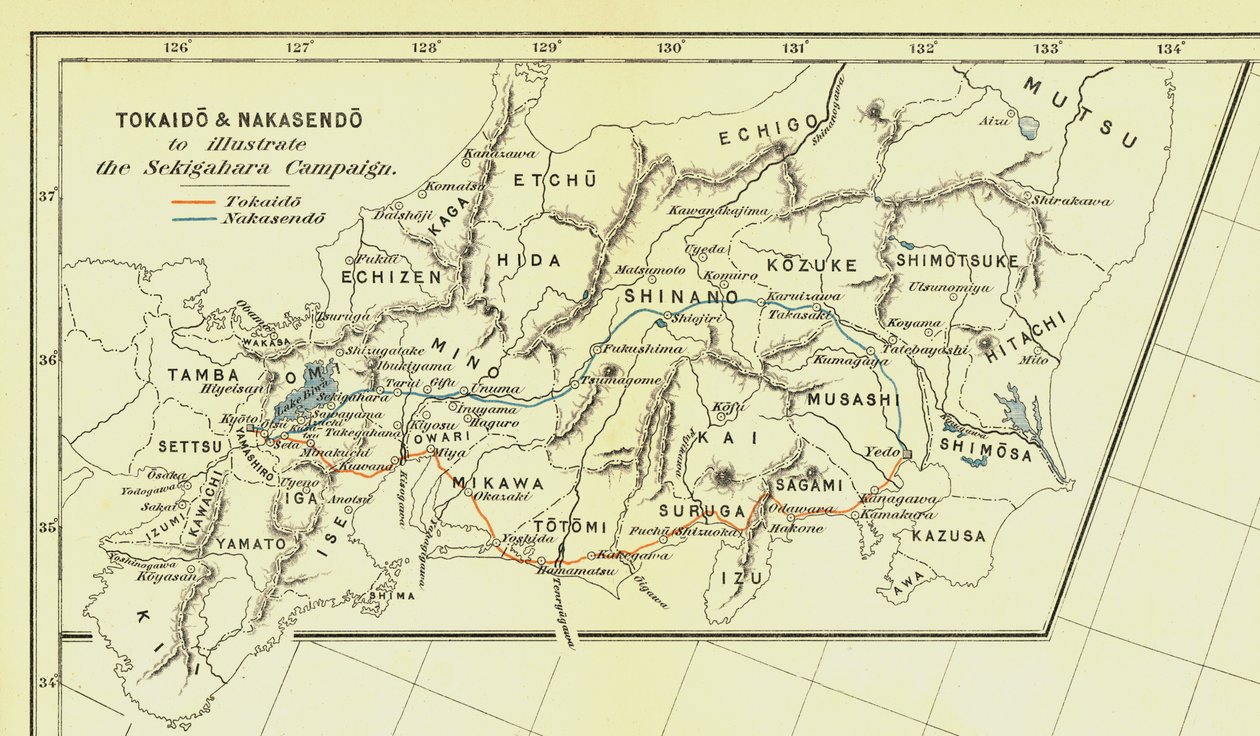 Tokaido & Nakasendo to illustrate the Sekigahara Campaign, 1903. by Unbekannt