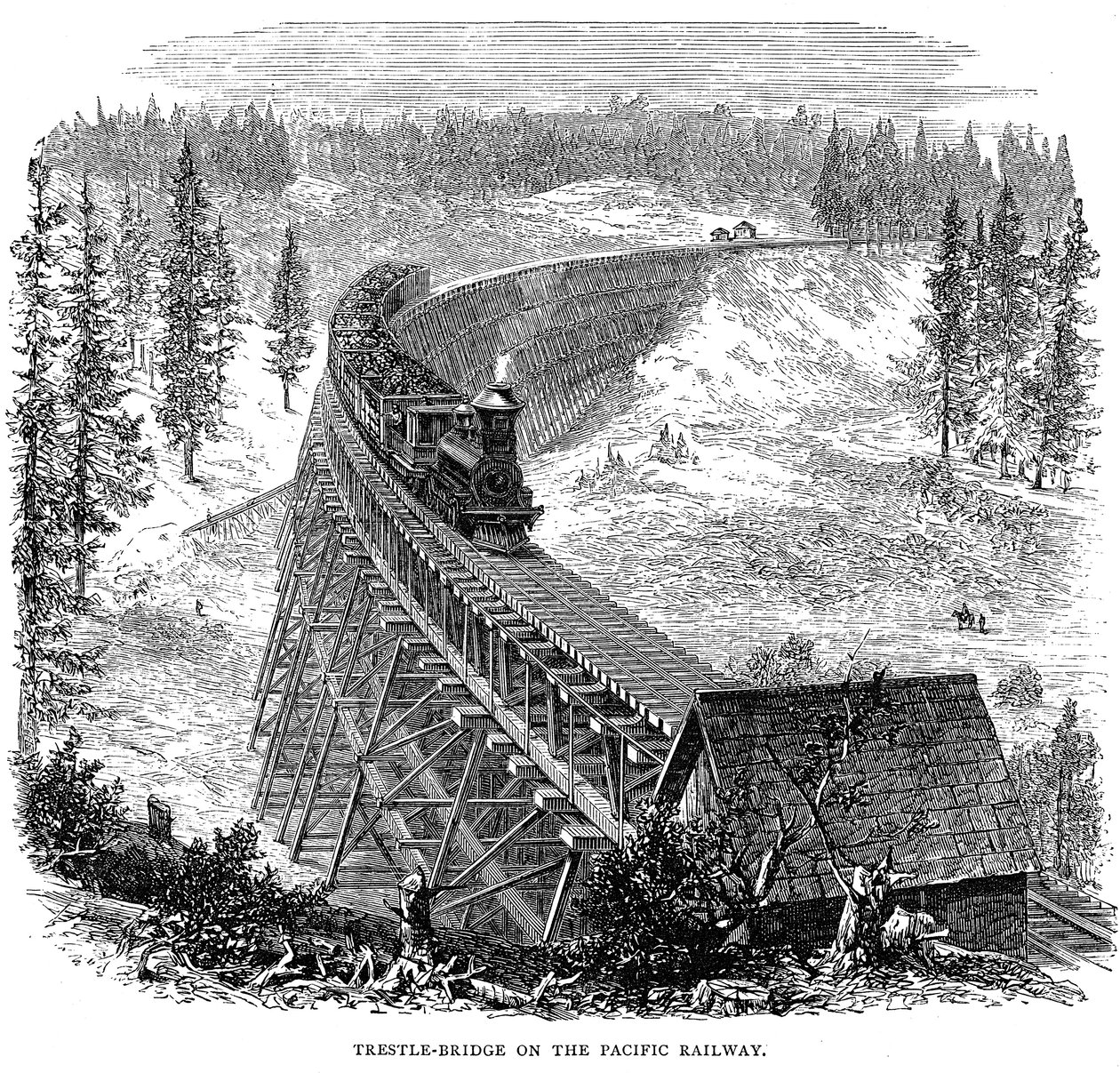 Union Pacific Demiryolu üzerindeki Trestle Köprüsü, ABD, 1876 by Unbekannt