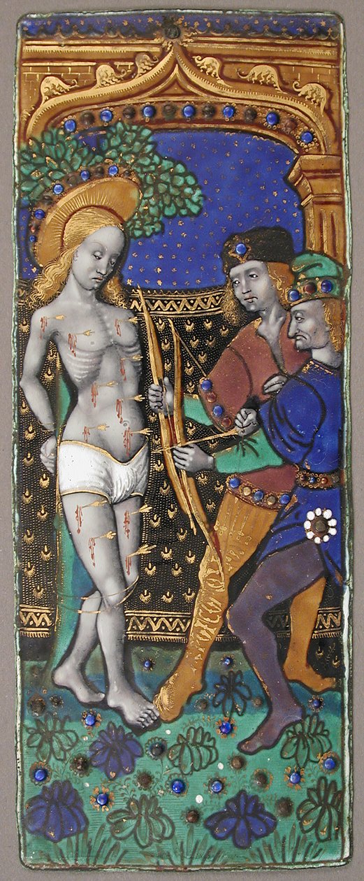 Saint Sebastian ile Üç Parçalı Panel, Fransız, 15.-16. yüzyıl. by Unbekannt