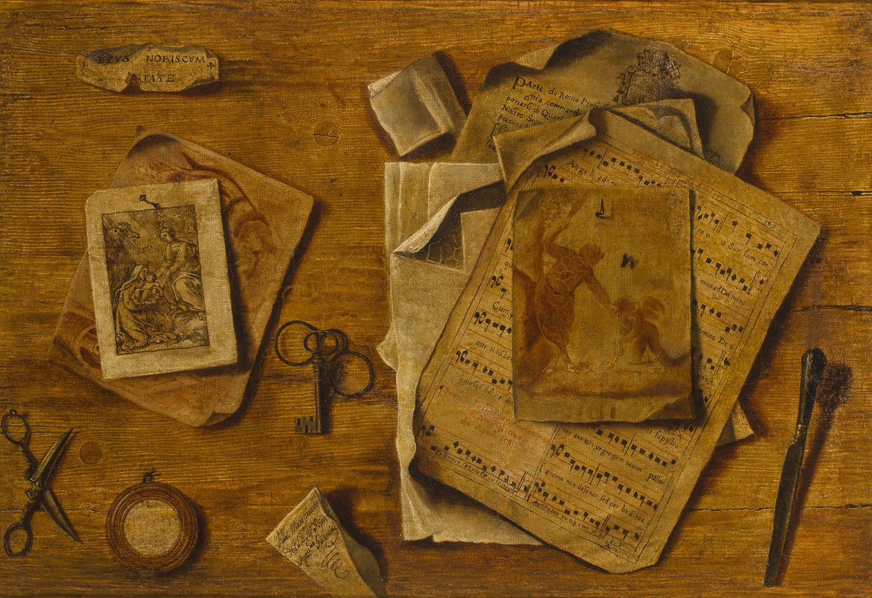 Trompe-lil müzik notası, çizimler ve anahtarlar, c. 1800 by Unbekannt