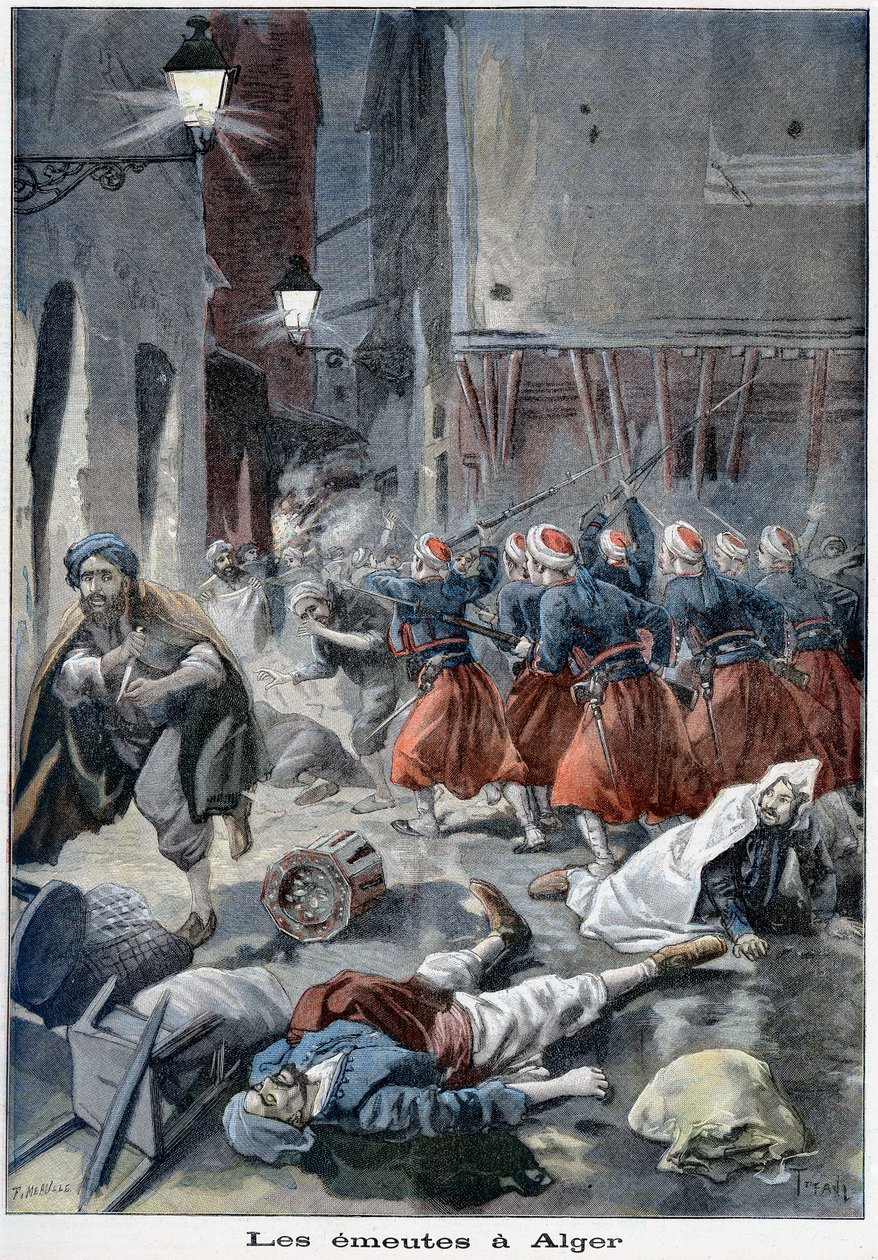 Yahudi karşıtı ayaklanmalar sırasında sokakları boşaltmaya çalışan birlikler, Cezayir, Cezayir, 1898 by Unbekannt