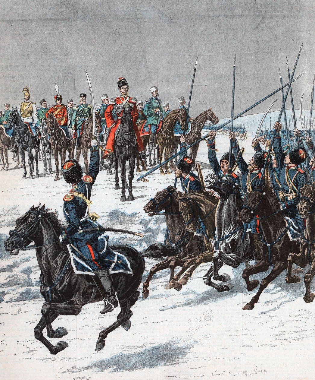 Çar Nicholas II Kazakları gözden geçiriyor, Rus-Japon Savaşı, 1904-5 by Unbekannt