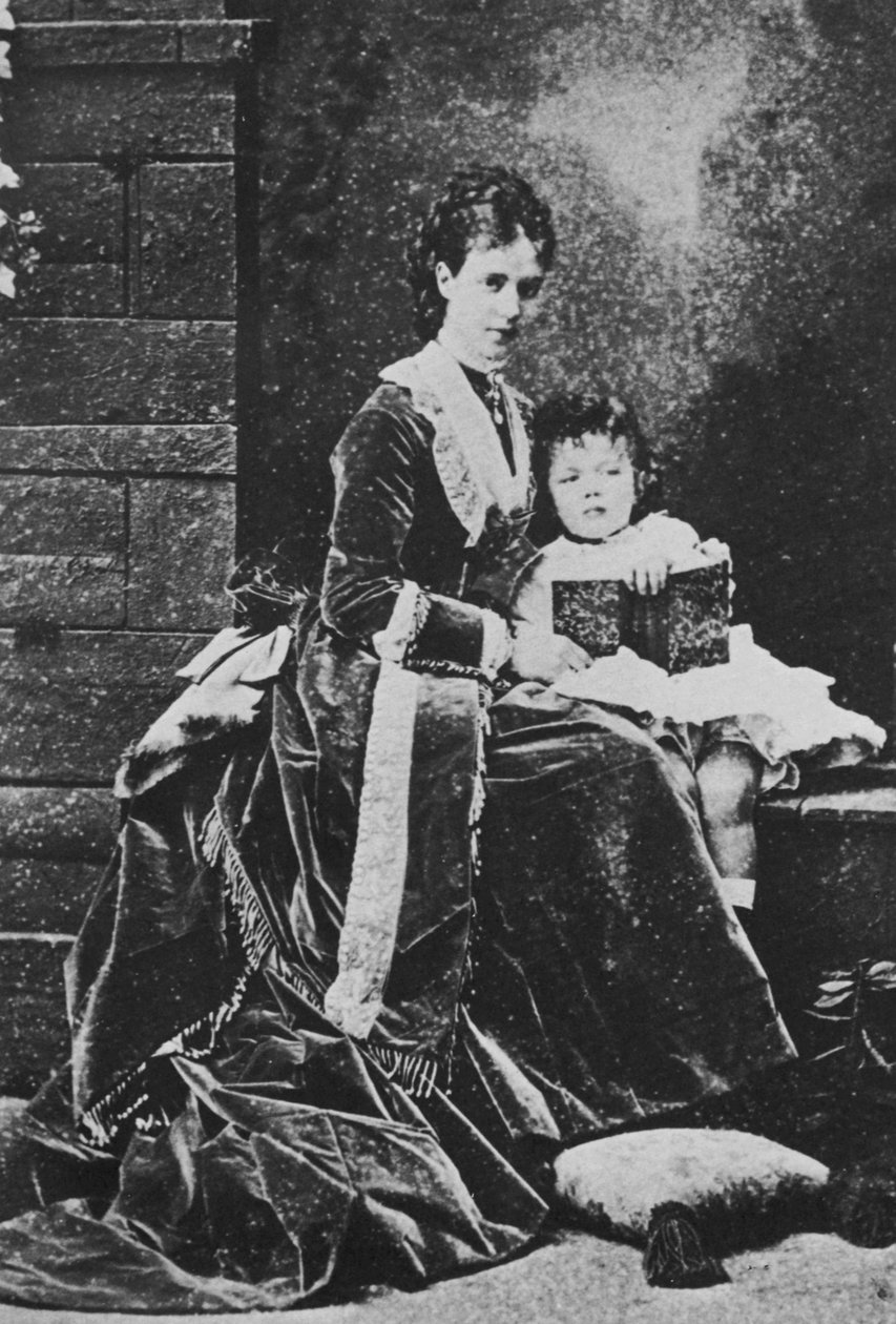 Tsarevich Nicholas ile Rusya'nın Tsarina Maria Feodorovna, c1873 by Unbekannt