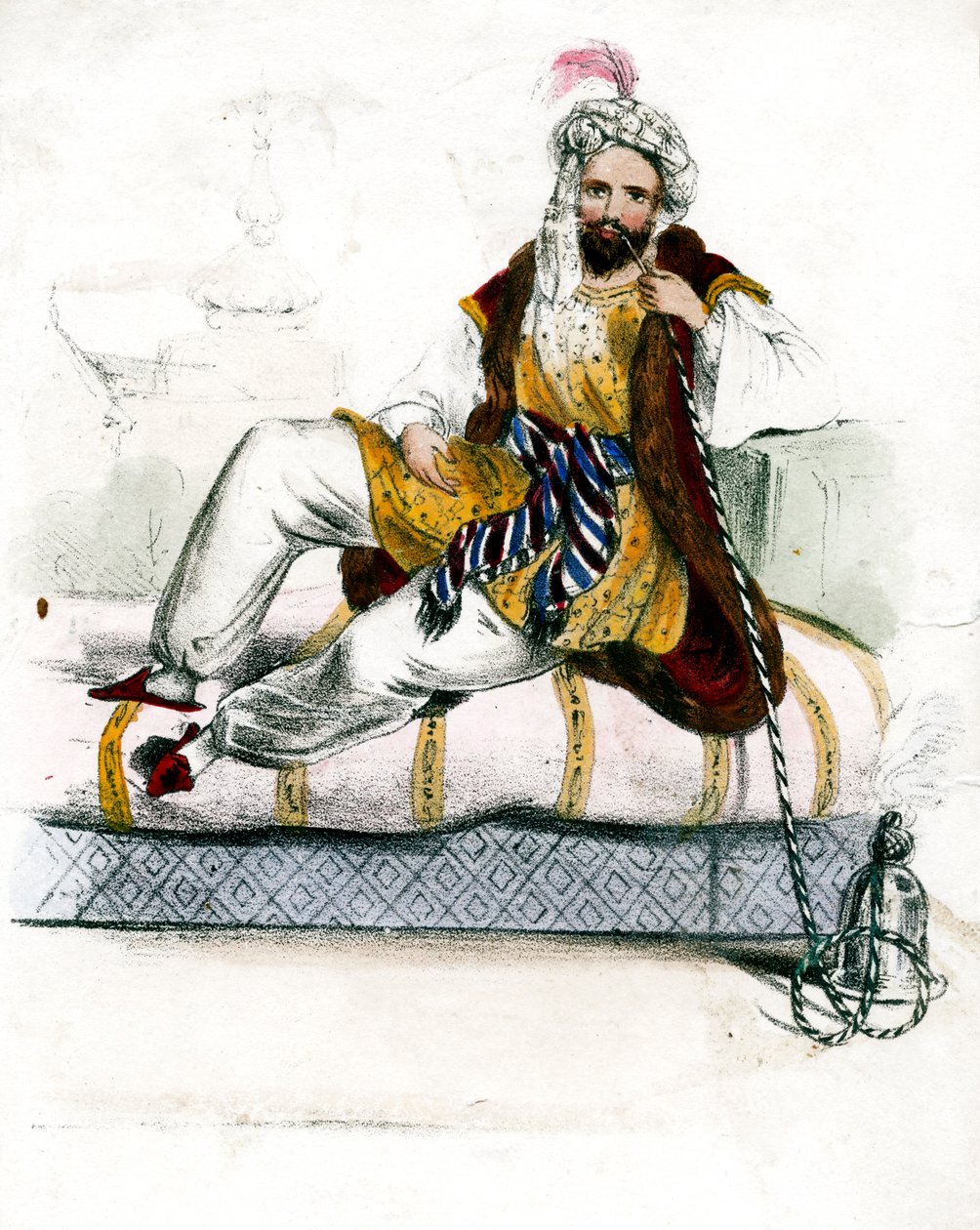 Türk erkeği nargile içiyor, 19. yüzyıl by Unbekannt