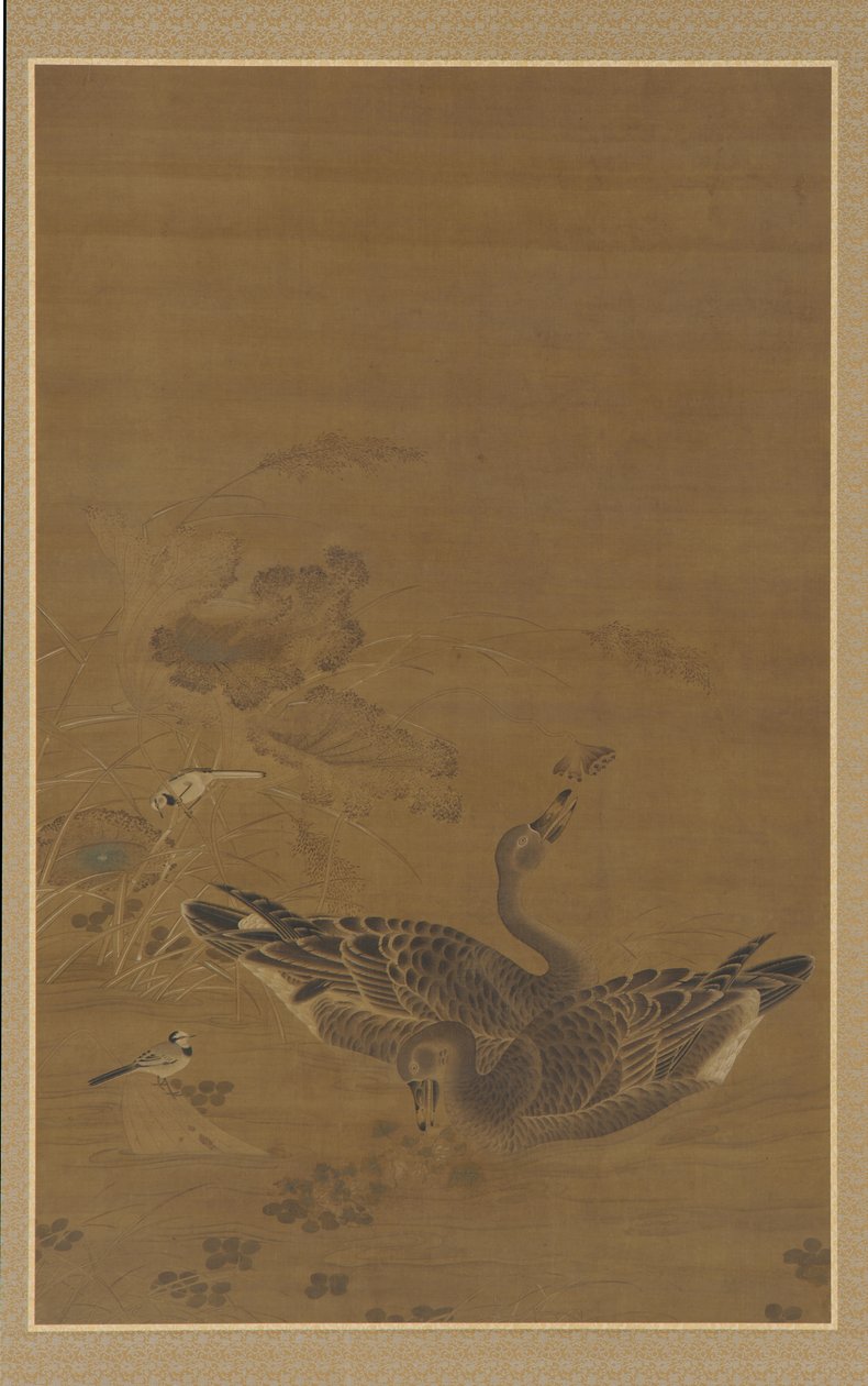 Lotus Göletinde Beslenen İki Kaz, Ming hanedanı, 16.-17. yüzyıl. by Unbekannt