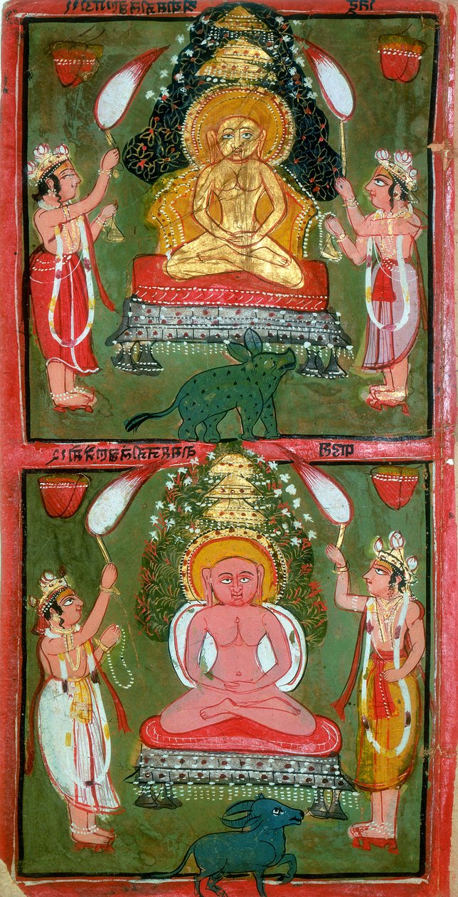 İki Jain Tirthankaras veya jina ford yapımcıları ve adanmışları, Bundi bölgesi, Hindistan, c1720 by Unbekannt