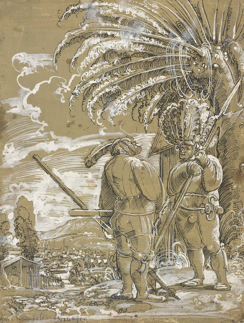 İki Landsknechts, c. 1520 by Unbekannt
