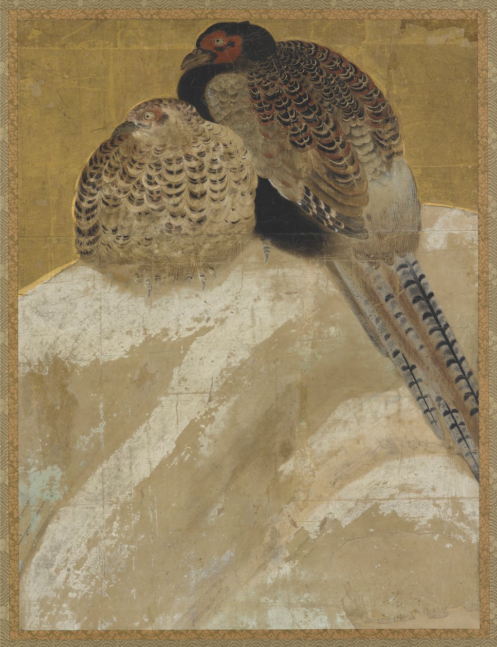 Bir kar kıyısında iki sülün, Momoyama dönemi, 18. yüzyıl. by Unbekannt