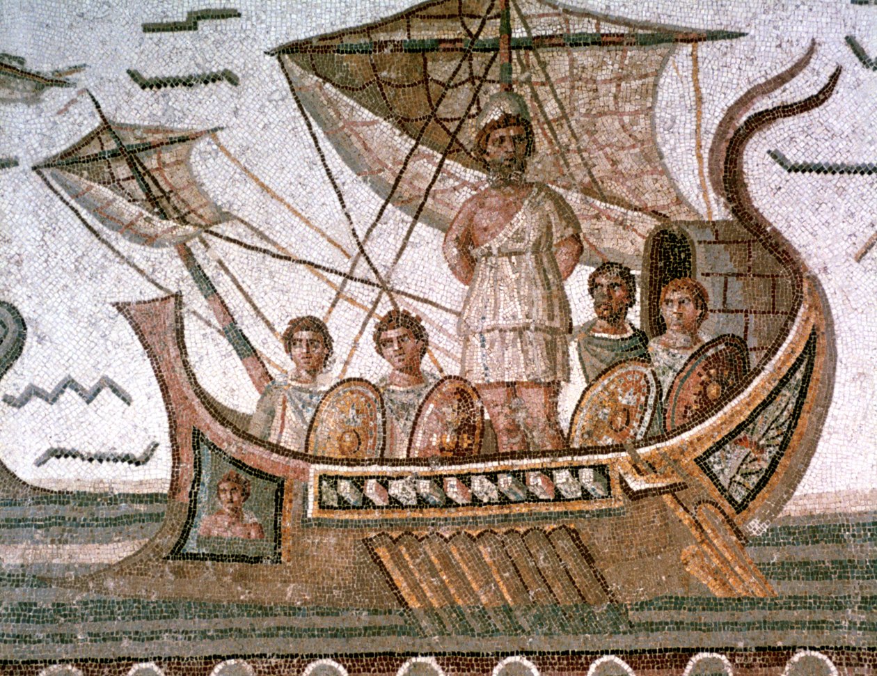 Ulysses ve sirenler, Roma mozaiği, MS 3. yüzyıl by Unbekannt